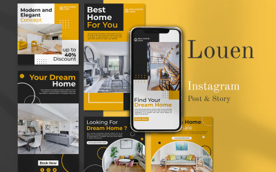 LOUEN - Social Media Post och Instagram Story Mall