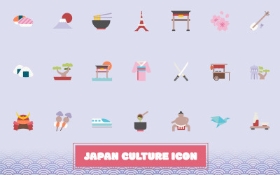 Modèle de jeu d&amp;#39;icônes de la culture japonaise