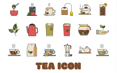 Modelo de conjunto de ícones para chá da tarde