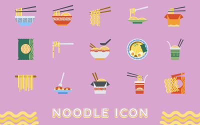 Noodle en Ramen Iconset-sjabloon