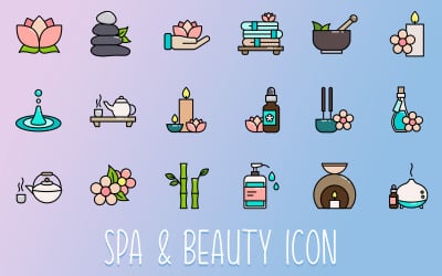 Plantilla de conjunto de iconos de spa y belleza
