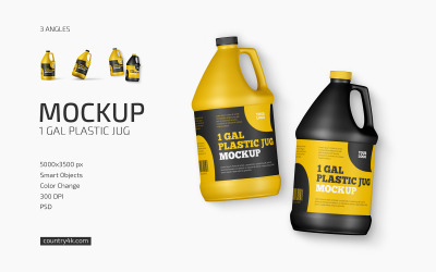 1 Gallonen Plastikkrug Mockup Set
