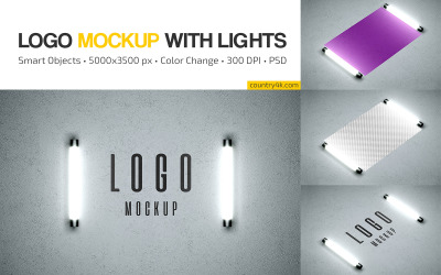 Maquete de logotipo com modelo de luzes