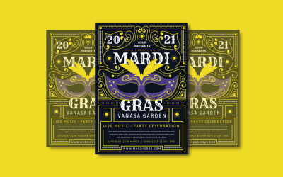 Masker Mardi Gras Flyer - Sjabloon voor huisstijl