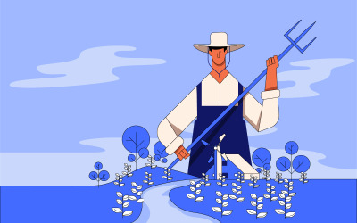 Rolnik ilustracja koncepcja wektor, rolnik pracujący na polu