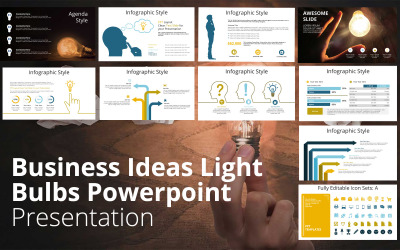 Apresentação em Powerpoint de Lâmpadas de Idéias de Negócios