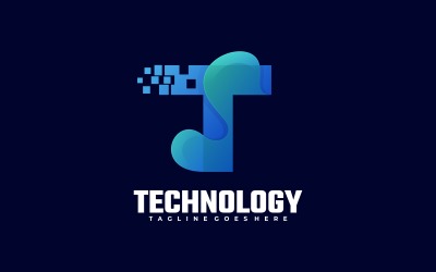 Buchstabe T - Logo mit Technologieverlauf