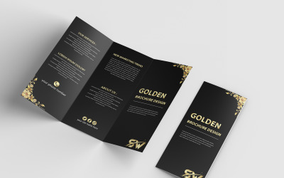 Diseño de folleto corporativo dorado