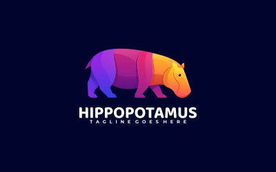Logotipo colorido degradado de hipopótamo