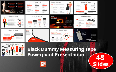 Modello PowerPoint di presentazione del nastro di misurazione fittizio nero