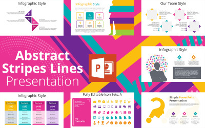 Modello PowerPoint di presentazione di linee di strisce astratte