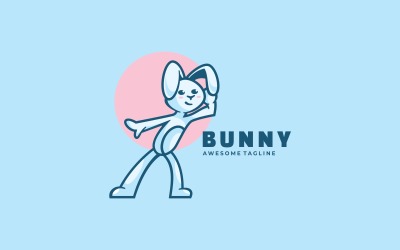 Modelo de logotipo de desenho animado de mascote de coelho