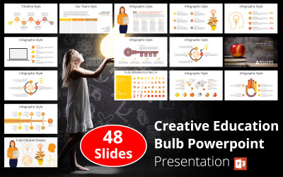 Presentación de Powerpoint de bombilla de educación creativa 2021