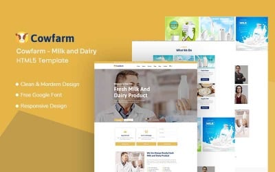 Cowfarm - Modello di sito web responsive per latte e latticini