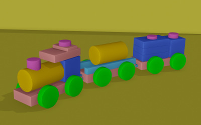 3D-Modell der LowPoly-Spielzeugeisenbahn