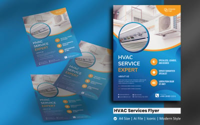 Profesionální šablona firemní identity HVAC Service Flyer