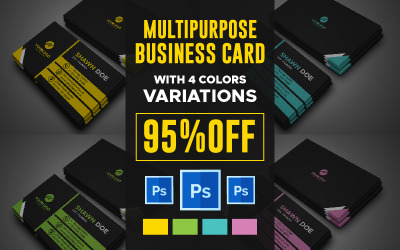 Multifunktionellt visitkort | Med fyra färger - mallar för företagsidentitet