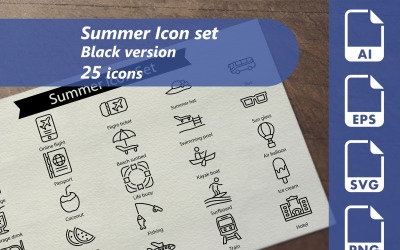 Summer Line Icon Set Template
