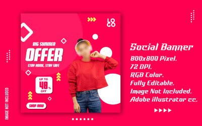 Plantilla de redes sociales de oferta de verano caliente