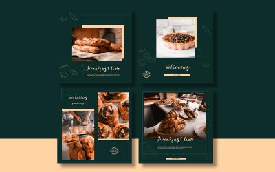 Social Sedia Modèles Boulangerie Restaurant 4 Messages Psd