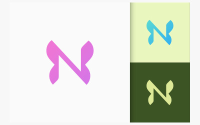 Bokstaven N initialer logotyp i enkel