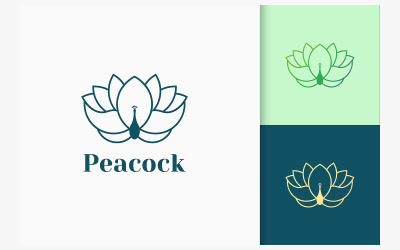 Logo de fleur de paon dans un style de luxe
