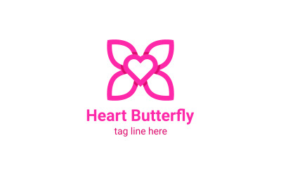 Modèle de logo coeur papillon