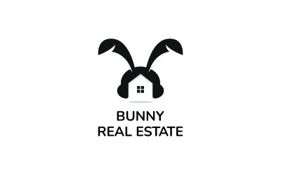 Modello di logo immobiliare coniglietto