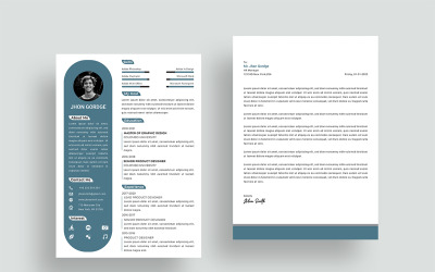 Nieuwe blauwe zakelijke CV-sjabloon met sollicitatiebrief