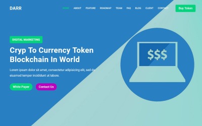 Дарр - тема целевой страницы биткойнов и криптовалют ICO