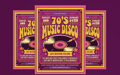 70 -es évek Music Disco Flyer Sablon