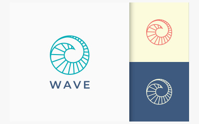 Logotipo de surf ou natação em estilo de linha
