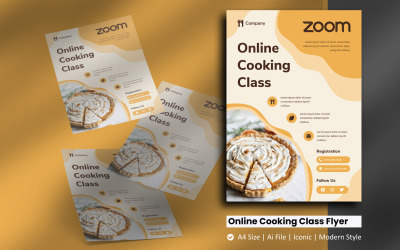 Шаблон фирменного стиля флаера онлайн-урока кулинарии