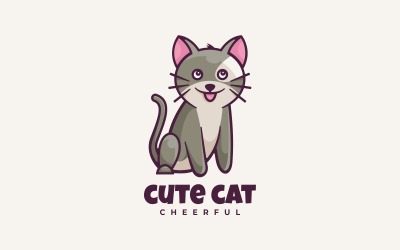 Roztomilá kočka kreslený styl loga