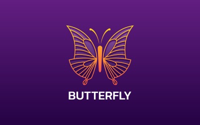 Style de logo d&amp;#39;art de ligne de papillon