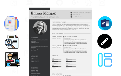 Czarny szary szablon CV