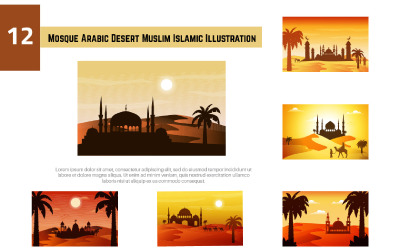 12 moschea arabo deserto musulmano illustrazione islamica