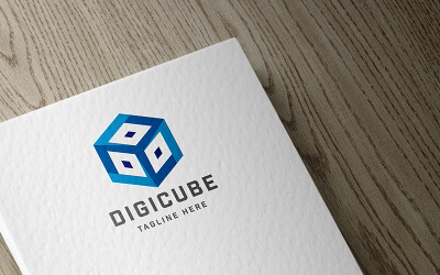 Professioneel logo van digitale kubus