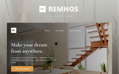 Remhos - 家具内饰登陆页面多用途引导模板