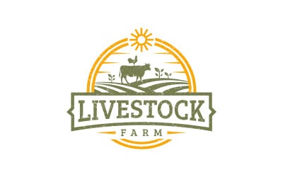 Vee boerderij land landbouw logo
