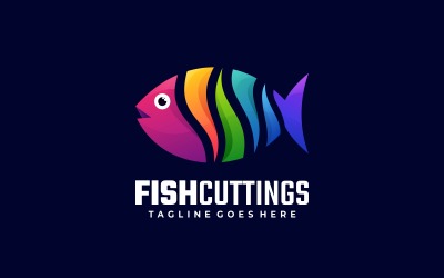 Logotipo colorido de estacas de peixe