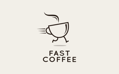Snabb kaffe -logotyp. Rinnande kaffekopp.