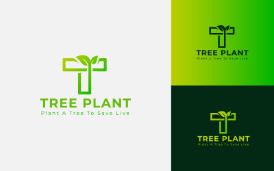 Baum-Plantage-Logo-Design T-Buchstabe-Logo