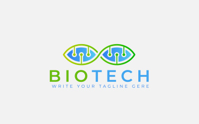 Biotechnologie met DNA-conceptlogo, biologielogo-vectorontwerp