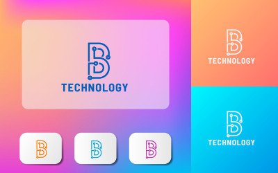 Digital bokstav B -logotyp, B -tekniklogotyp, vetenskapsvektorkoncept