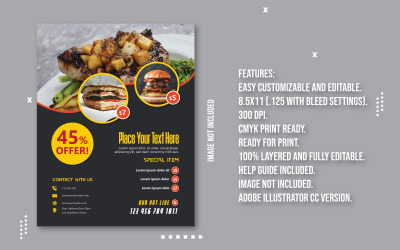 Flyer de vector de comida de restaurantes inteligentes
