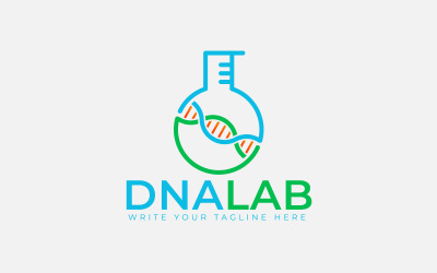 Logo laboratoře DNA, DNA, moderní logo genetické laboratoře, vědecká laboratoř, kreativní symbol.