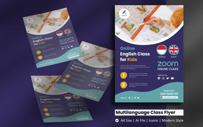 Online Language Class Flyer Corporate Identity Template
