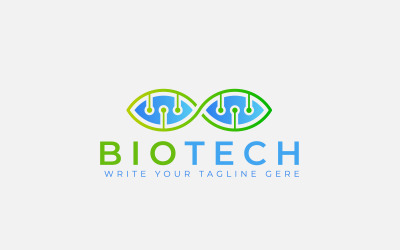 Tecnologia biologica con logo del concetto di DNA, disegno vettoriale di logo di biologia