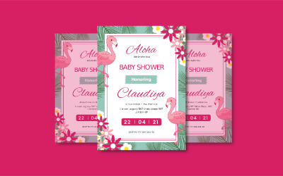 Zaproszenie na Baby Shower Flamingo